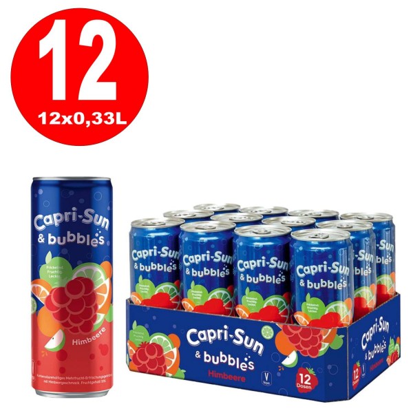 12 x Capri Sun & Bubbles Raspberry 0.33L ONE WAY