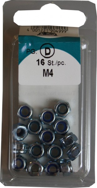 Hexagonal nuts selbstsich.nd M4