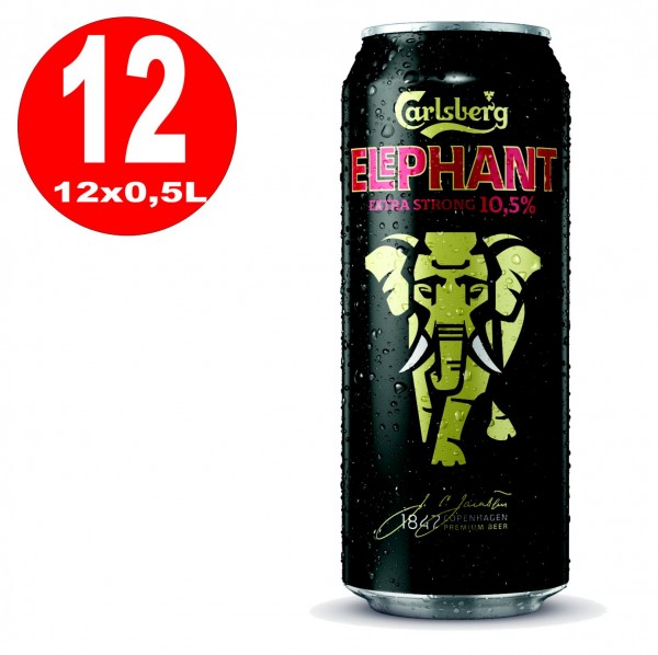 12x 0,5L cans Carlsberg Elephant Beer extra strong strong beer 10.5% Vol EINWEG
