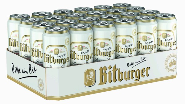 2 x Bitburger Pilsener herb 24x0,5L = 48 cans 4.8% Vol.alc.