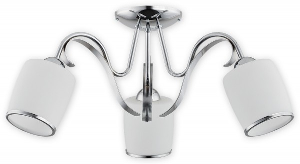 Lemir Laura chandelier 3 flames / chrome steel Shade: Glass
