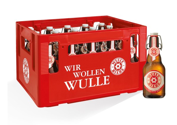 20 x Wulle Vollbier hell, swing top bottle 5.0% vol, original box, reusable deposit