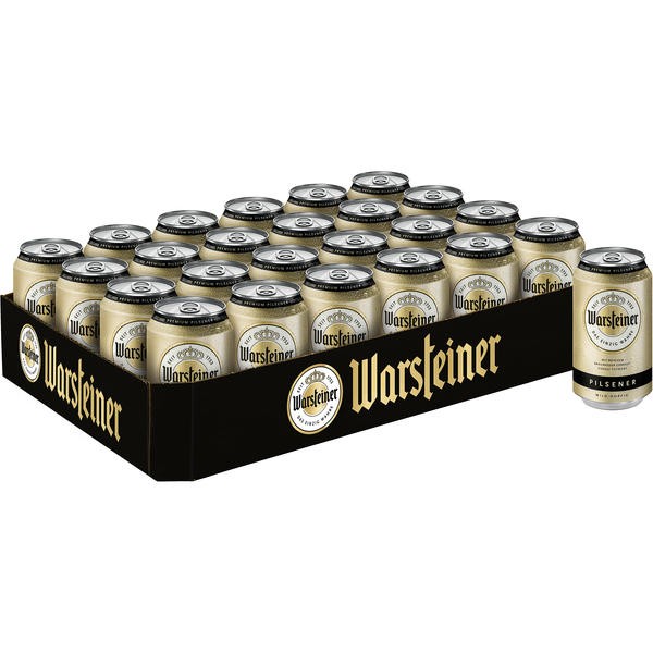 24 x cans of Warsteiner Pils 0.33L, 4.8% vol. One-way deposit REDUCED MHD:MHD:31.07.25