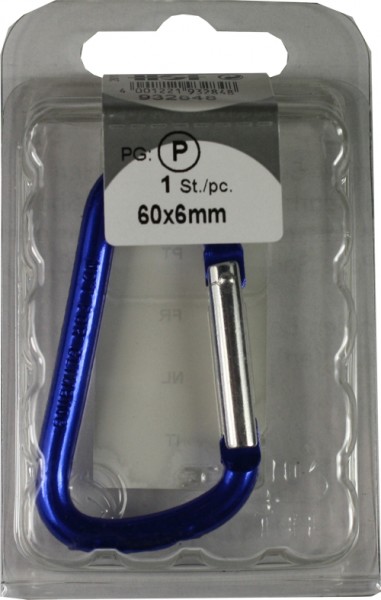 Snap hook aluminium blue 60x6mm