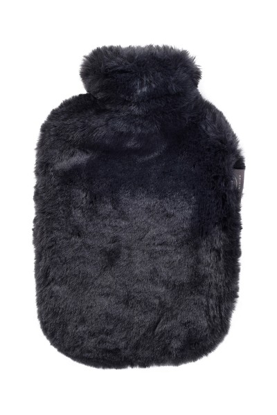 Fashy 67381 20 HOT WATER BOTTLE WITH HIGH-QUALITY FLUX COVER 2.0L, extra soft, black