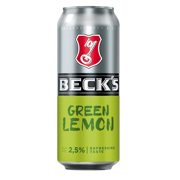 24 x 0.5L cans of Becks Green Lemon 2.5% Vol_ one-way