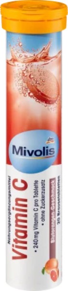 Mivolis 35 x Vitamin C effervescent tablets, 20 pieces, 82 g dietary supplement