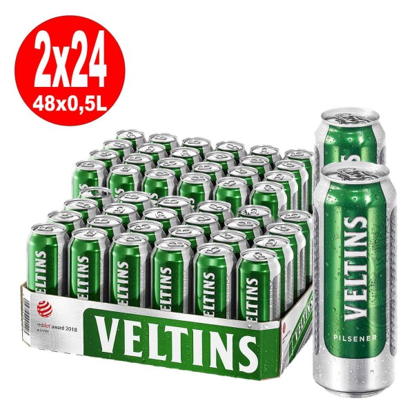 2 x Veltins Pilsener 24 x 0.5L = 48 cans 4.8% vol ONE WAY