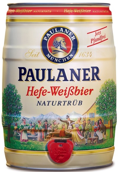4 x Paulaner yeast white beer nature cloudy 5.5% vol 5 liter party keg