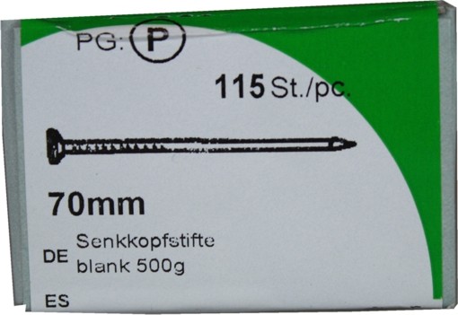 Countersunk head screws iron blank 70 mm