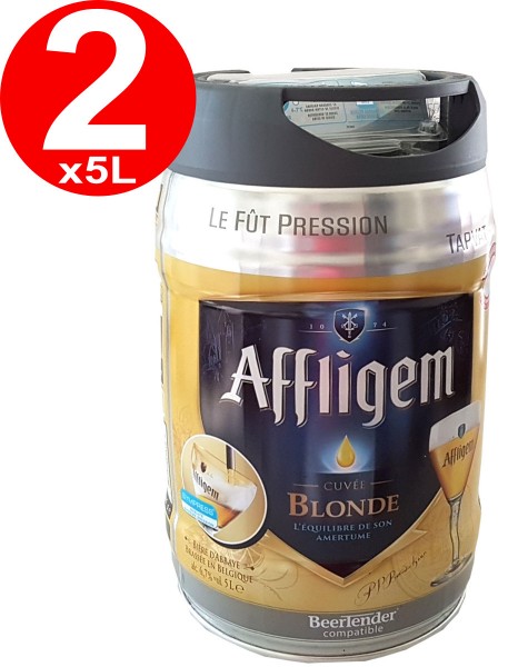 2 x Affligem blonde keg 5-liter drum incl. Spigot 6.8% vol.