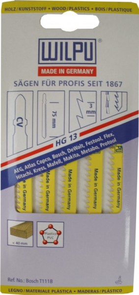 Jigsaw blades Hg 13 A. 5 PCs.