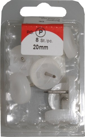 Chair glides plastic white 20 mm