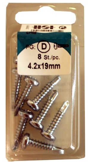 Liko 4, 2x19mm bright zinc-plated drill screws