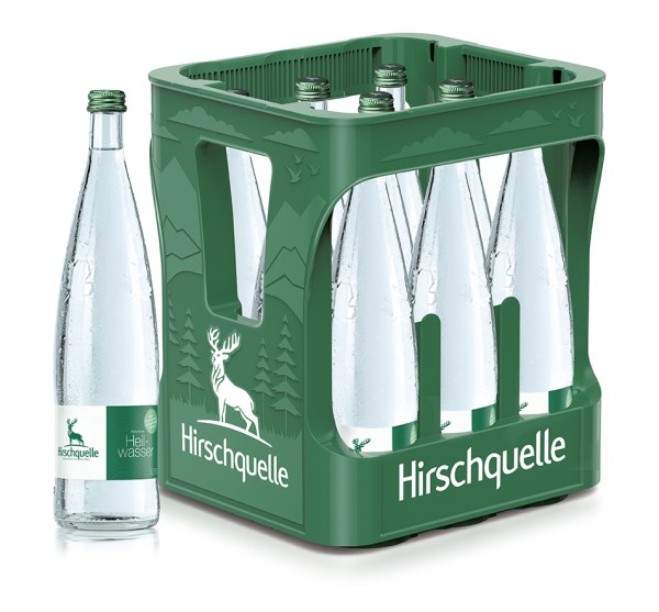 Hirschquelle natural healing water 9 x 0.75L glass bottle returnable deposit original box