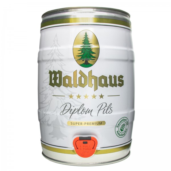 2 x Waldhaus diplom pils 5 liters 4,9% vol. Party keg