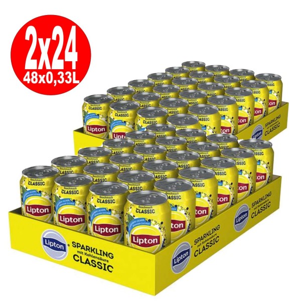 2 x Lipton Sparkling Classic iced tea 24 x 0.33L one-way can