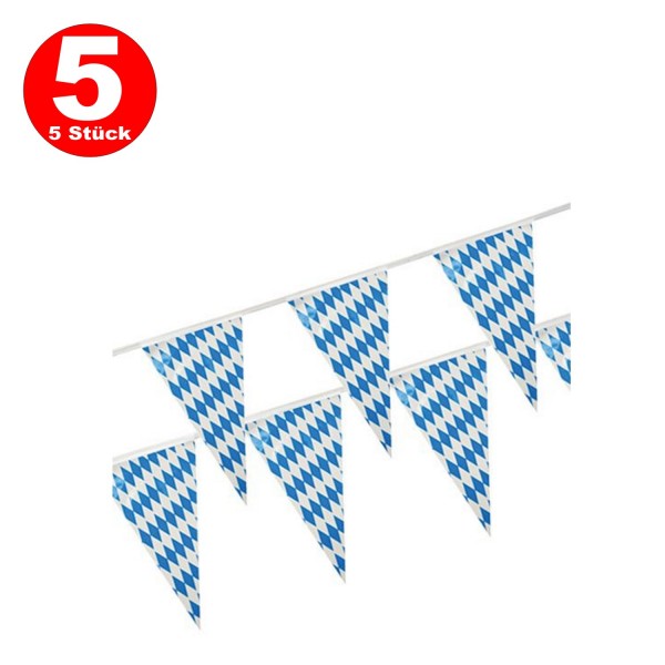5 x 10 m plastic pennant chain Bavaria 10 meters long weatherproof