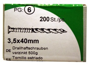 3, 5X40mm galvanized twist stick screws