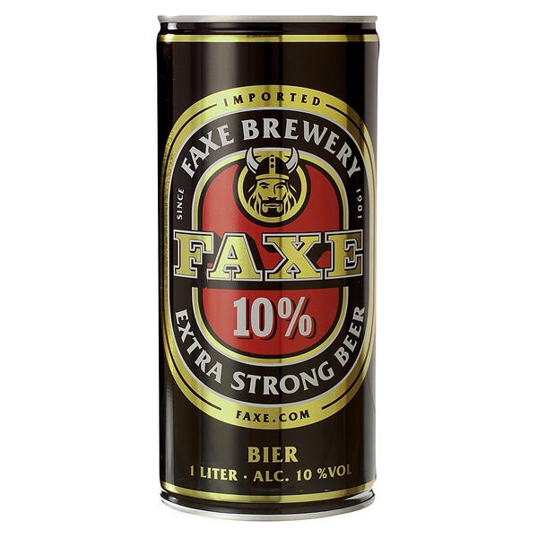 12 x faxes extra strong 10% vol. Strong beer from Denmark 1 liter can