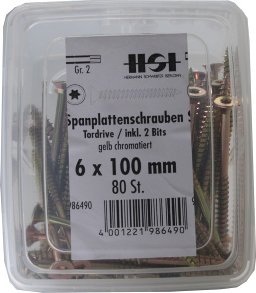 Chipboard screws yellow 6x100mm Gr. 2 80 PCs.