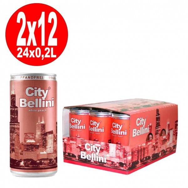 2 x 12 cans 0.2L City Bellini Peach, flavored peach cocktail, 5.5% alc. vol. deposit-free