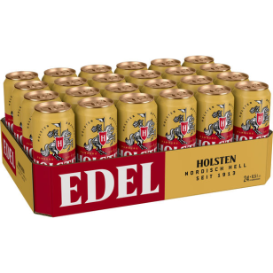 24x 0.5L cans of Holsten Edel Hellbier 4.8% vol. alcohol one-way deposit