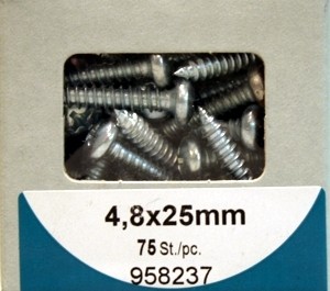 Liko of 4, 8x25mm galvanized sheet metal screws